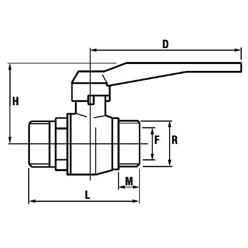 Kugelhahn, AG x AG, mit Hebelgriff Standard 2