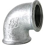 Threaded fittings made of malleable cast iron, galvanised