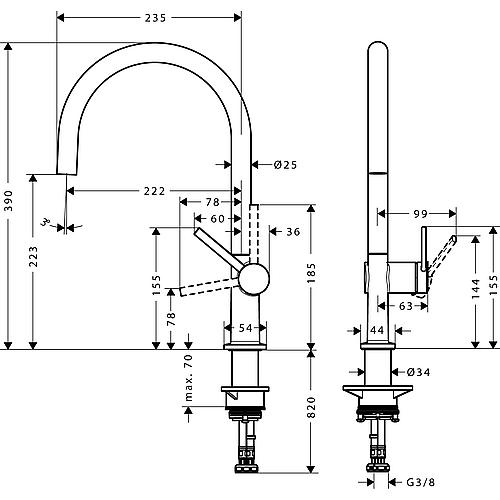 Talis M54 sink unit mixer Funktion 1