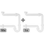 Special offer set: Space-saving tube siphon DN32 (1 1/4") x 32mm plastic white 10x + 1x free of charge