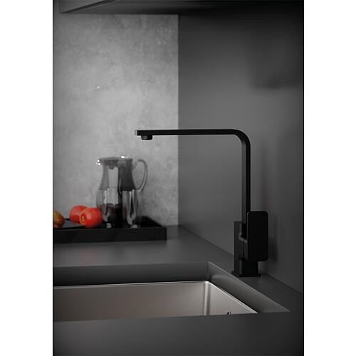 Sink mixer Nevado angular with swivel spout, projection 207 mm, matt black