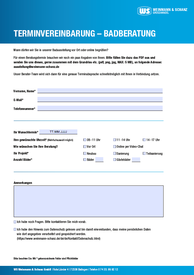 <p>Badausstellung Terminvereinbarung</p> <p>&nbsp;</p> 