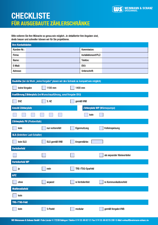 <p>Checkliste Zählerschränke</p> 