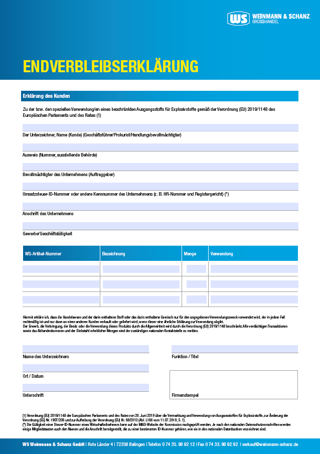 <p>Endverbleibserklärung</p> <p>&nbsp;</p> 