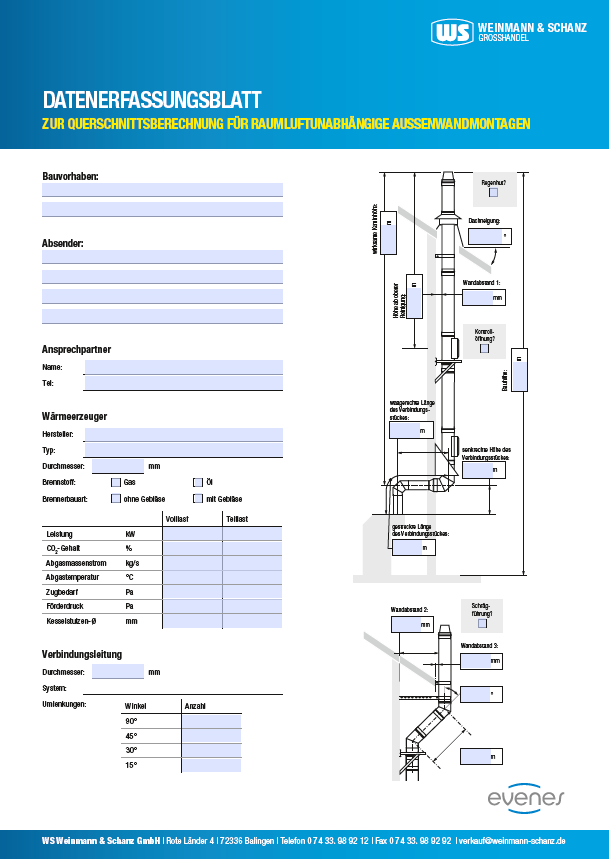<p>Datenerfassung evenes Kamin Kunststoff Außenmontage</p> 