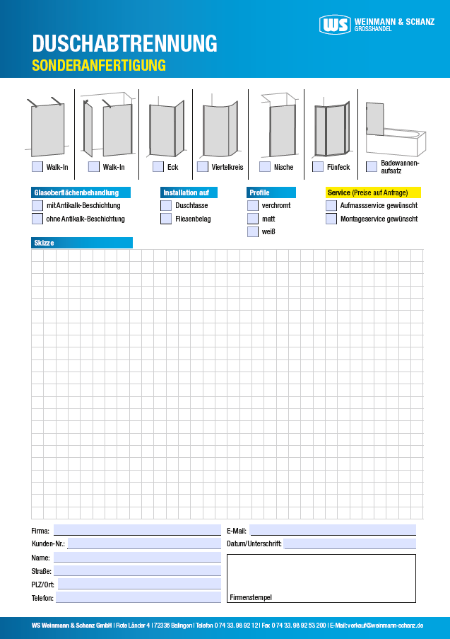 <p>Sonderanfertigung Duschabtrennung</p> <p>&nbsp;</p> 