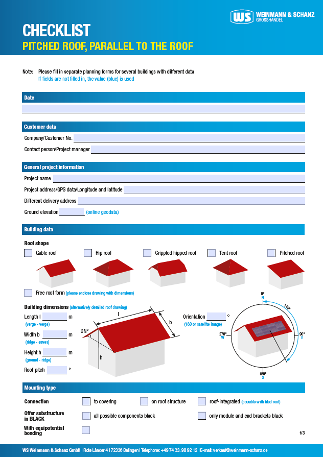 <p>PV checklist for Slanting roofs</p> <p>&nbsp;</p> 