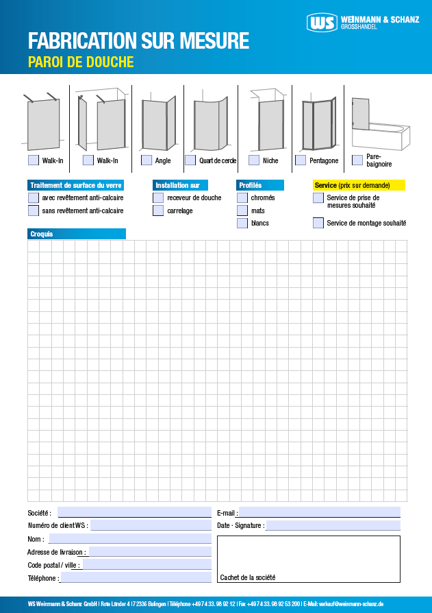 <p>Parois de douche sur mesure</p> <p>&nbsp;</p> 