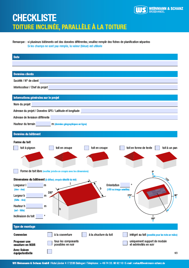 <p>Liste de contrôle PV Toit incliné</p> <p>&nbsp;</p> 