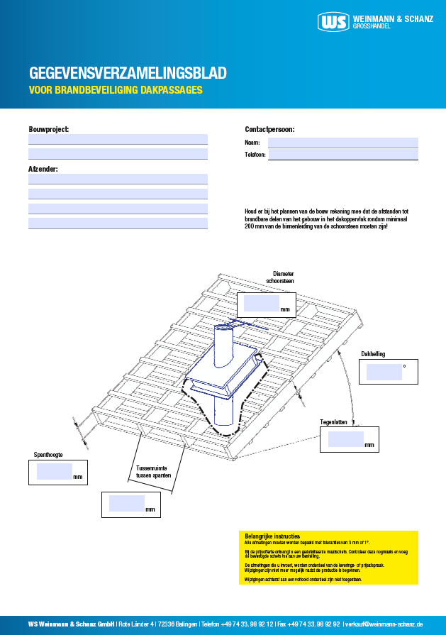 <p>Gegevensverzameling voor brandwerende dakdoorvoering</p> 