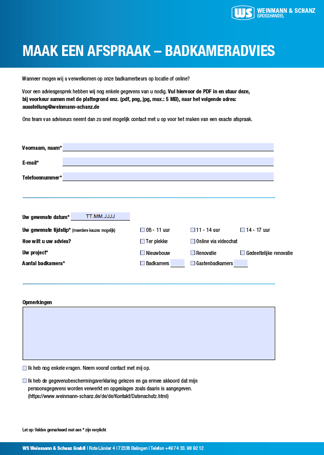 <p>Afspraak voor badkameradvies</p> 