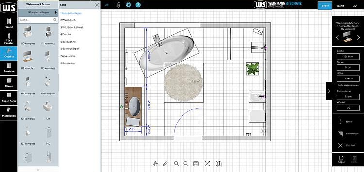 View of floor plan with design example
