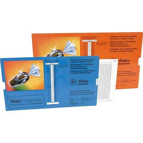 Slide rule Fluidics for oil burner nozzles Standard 2