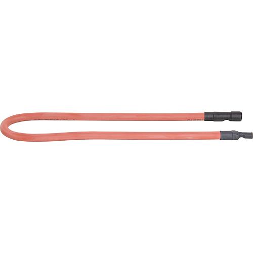 accessoire pour transfo d allumage cable allumage rouge silicone, coupe a longueur 1 cote 6,3 mm fiche 450 mm de long; Lg. 420mm