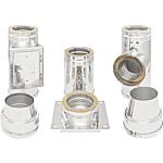 Complete assembly for double wall stainless steel - flue gas system for external wall assembly