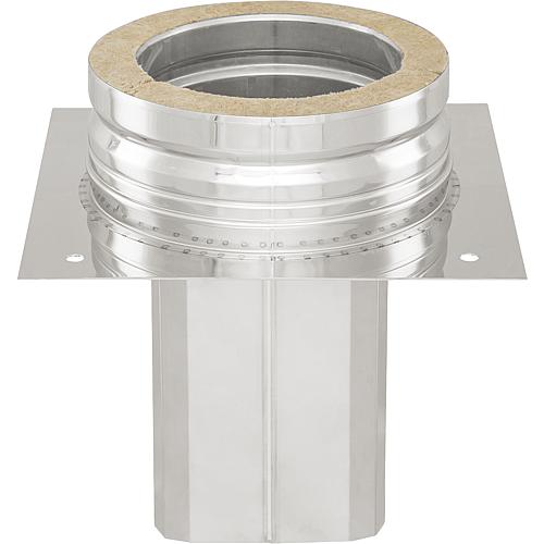 Flue gas system, double-walled Shaft extension (120x120)x200 mm Panel 280 x 280 mm on DN 130