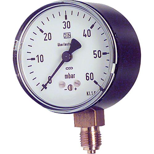 Kapselfedermanometer,Edelstahl, KP 63.3  DN8 1/4" radial 0-60 mbar