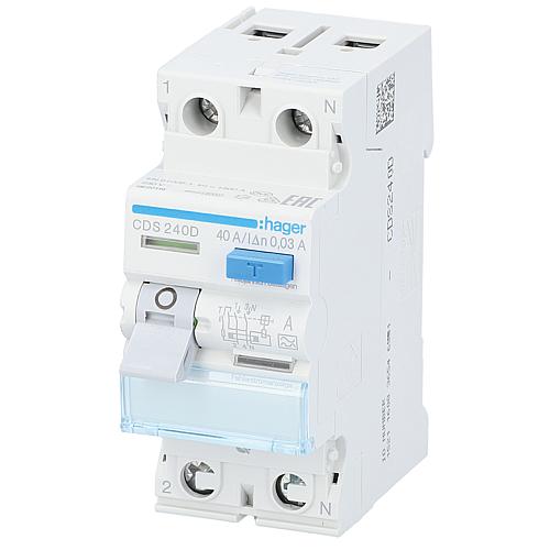 Interrupteur FI Hager 2p,Type A,40A,30mA,6kA,CDS240D QuickConnect