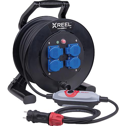 PRCD-S+Safety cable reel XREEL 310, 4x earthed socket 40m cable, HO7RN-F 3G2.5