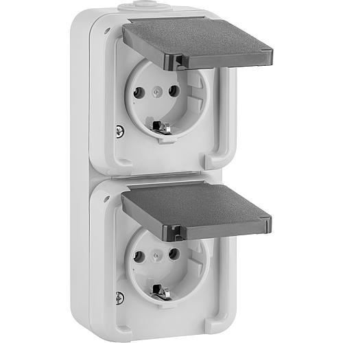 Surface-mounted 2-way socket, vertical Standard 1