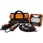 Craftsman extension cable set, mobile battery LED spotlight, power block and socket block with extension cable, carry case