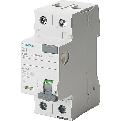 Interrupteur sureté FI SIEMENS Type A 40A 1+N-Pol 30 MA 230 V 2 TE