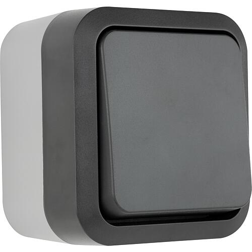 Button with glow lamp AquaStorm, surface-mounted, grey