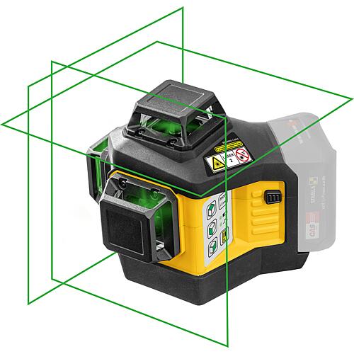 Cordless cross line laser STABILA 12V LAX 600 G, self-levelling, 3 x 360° green laser lines, without battery and charger