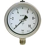 Bourdon tube pressure gauge in a chemistry design, ø 100 mm, DN 15 (1/2") radial