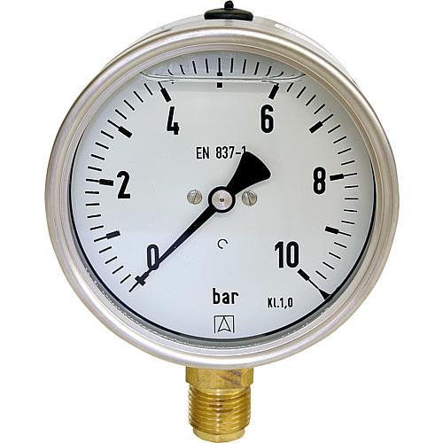 Glyzerin-Rohrfeder-Manometer ø 100 mm, DN 15 (1/2") radial