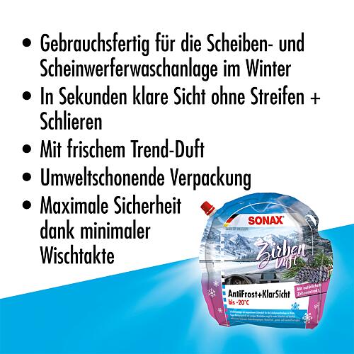 Winter windscreen cleaner SONAX AntiFrost + ClearSight up to -20°C Zirbe Anwendung 3