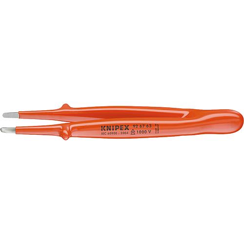 Precision tweezers, insulated, 1000 V, straight shape, length: 145 mm