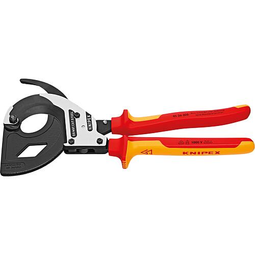 Cable cutter, ratchet principle VDE Knipex, insulated, Length: 320mm, 3 gears, automatic