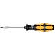 Slotted screwdriver with impact cap, full-length blade with hexagon, black point tip