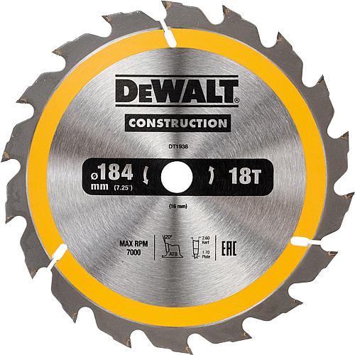 Kreissägeblatt DeWalt Construction, ø 184 x 2,6 x 16 mm Standard 1