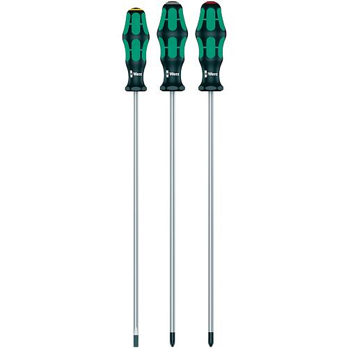 Jeu tournevis WERA 3 pieces tournevis plat, Phillips et Pozidriv, long