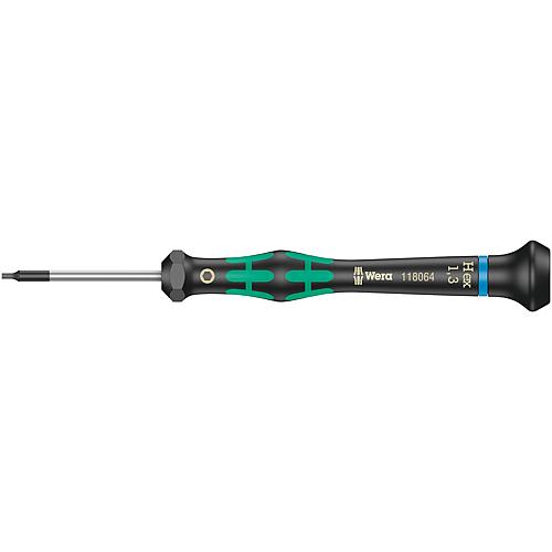 Hex socket screwdriver WERA Electrician’s series Micro, round blade, Black Point tip Standard 1