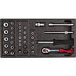 Socket wrench set 1/4", in 1/3 foam module, 37-piece