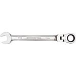 Articulated ring ratchet open-end wrench spanner, metric