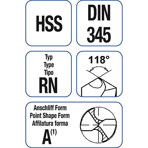 Metal spiral drill, short, DIN 345 RN