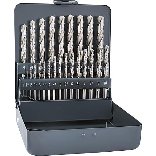 Twist drill set HSS, 25-piece, DIN 338 RN, model Co with cylinder shank Standard 1