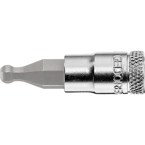 Screwdriver insert 1/4”, hex socket, metric, with ball head, short