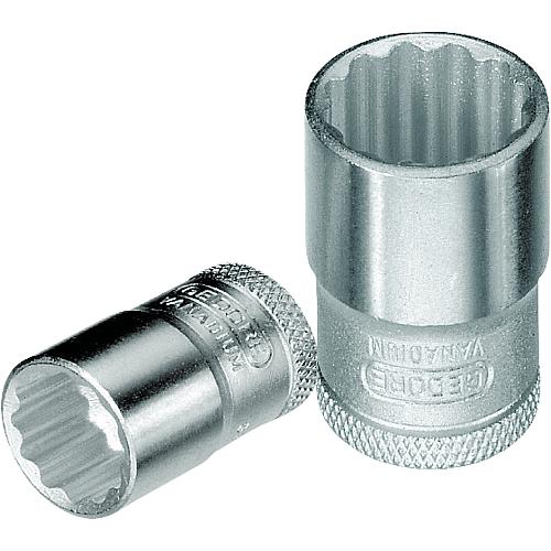 Socket wrench insert 3/8", double-hex, metric, short