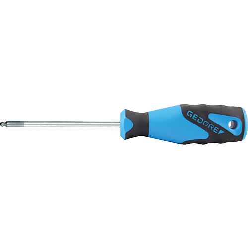 Hex socket screwdriver with ball head, round blade