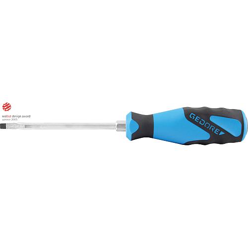 Slotted screwdriver with striking cap, hexagonal blade