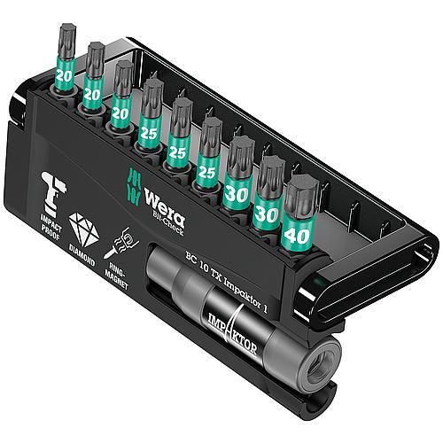 Kit embouts WERA Bit-Check Impaktor 1 10 pieces TORX- femelle avec support Impaktor