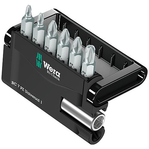 Bit set Pozidriv incl. universal holder 1/4” x 50 mm, 7-piece Standard 1