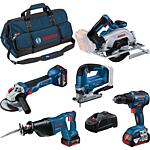 BOSCH 5-piece battery set, 18 V with 3x 4.0 Ah Batteries and chargers