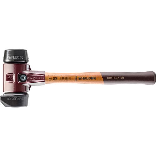 SIMPLEX soft-face hammer with malleable cast iron body and wooden shaft, rubber Standard 1