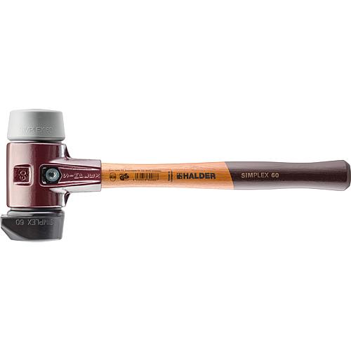SIMPLEX soft-face hammer with malleable cast iron body and wooden shaft, rubber/TPE-mid Standard 1